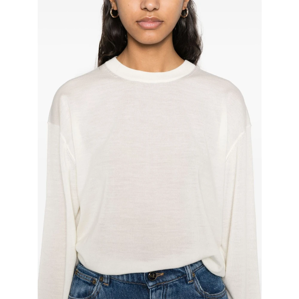 Semicouture Natuurlijke Wol Trui Verhoog Garderobe White Dames