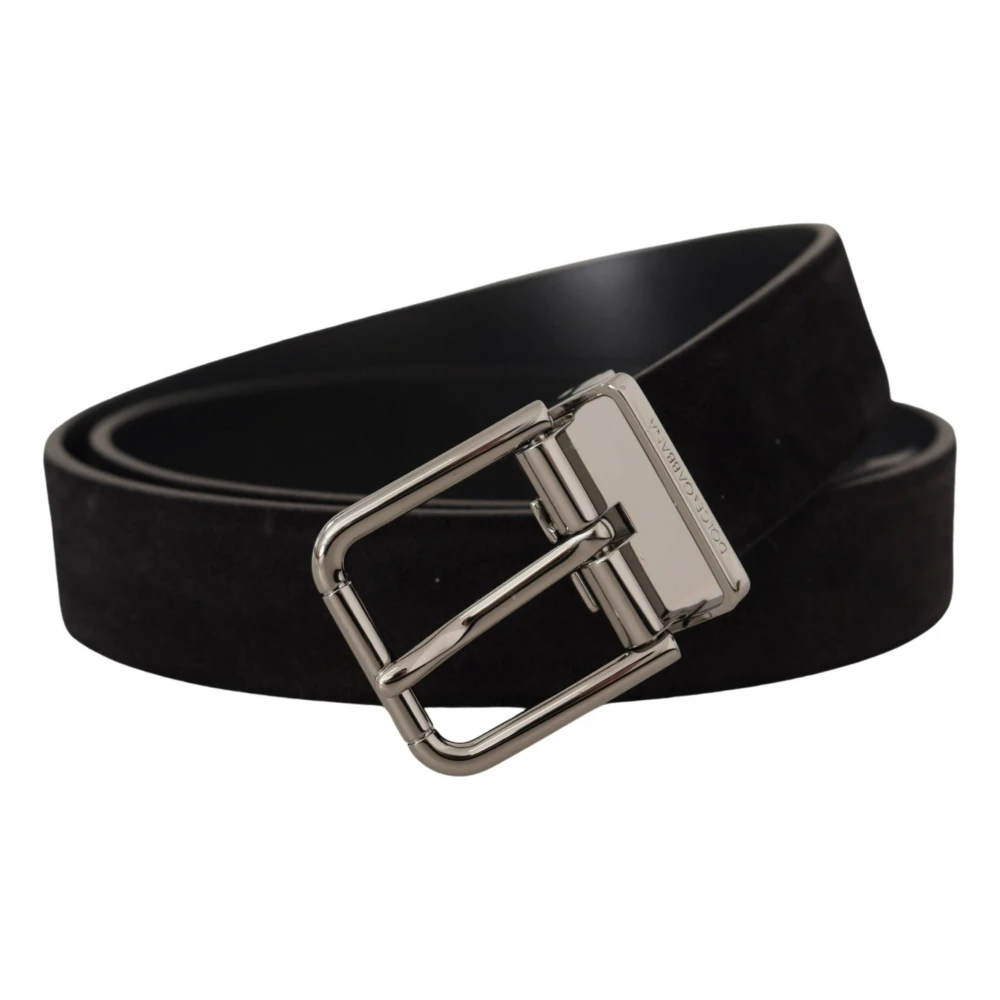 Dolce & Gabbana Elegante zwarte leren riem met lint Black Heren
