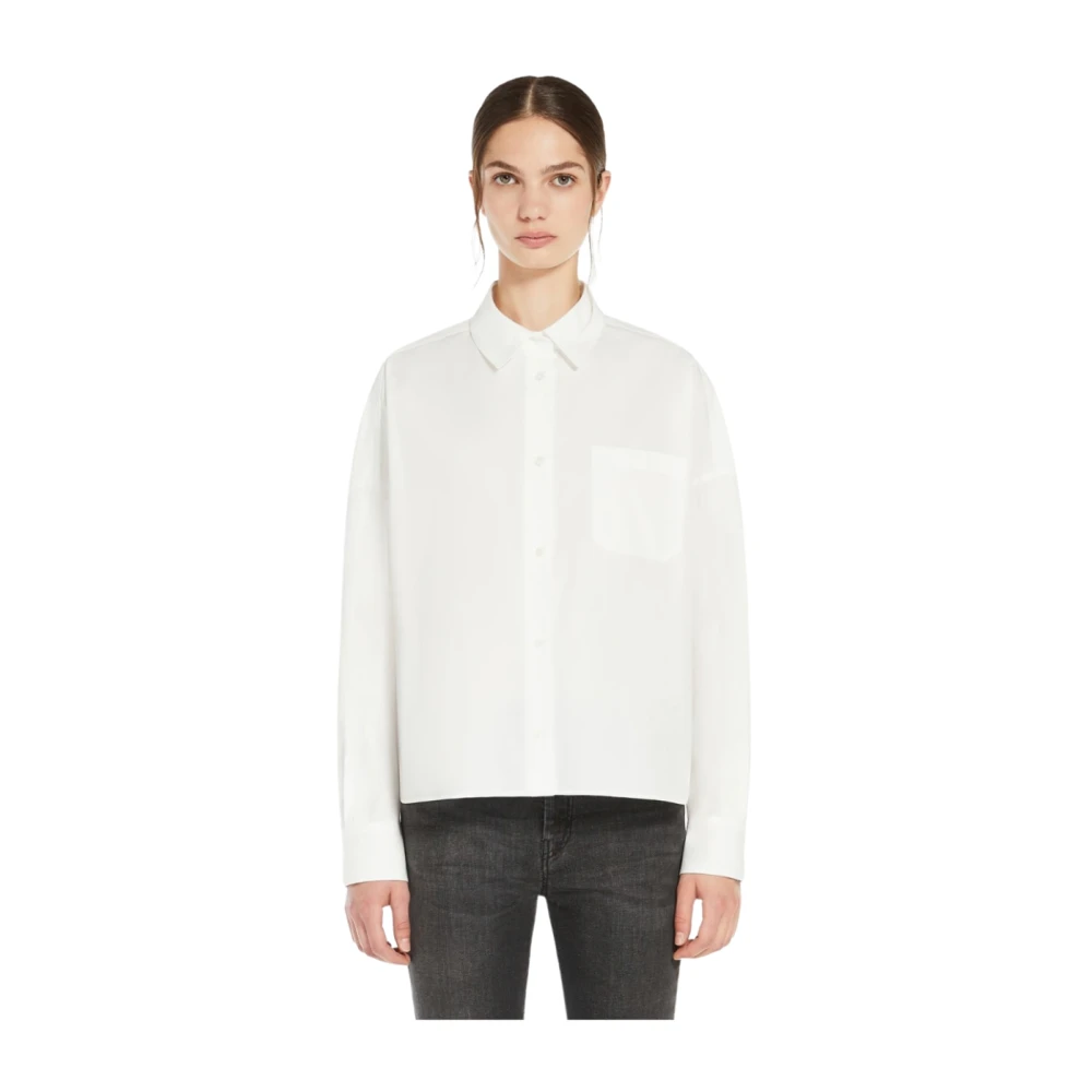 Max Mara Witte Katoenen Poplin Aureo Overhemd White Dames