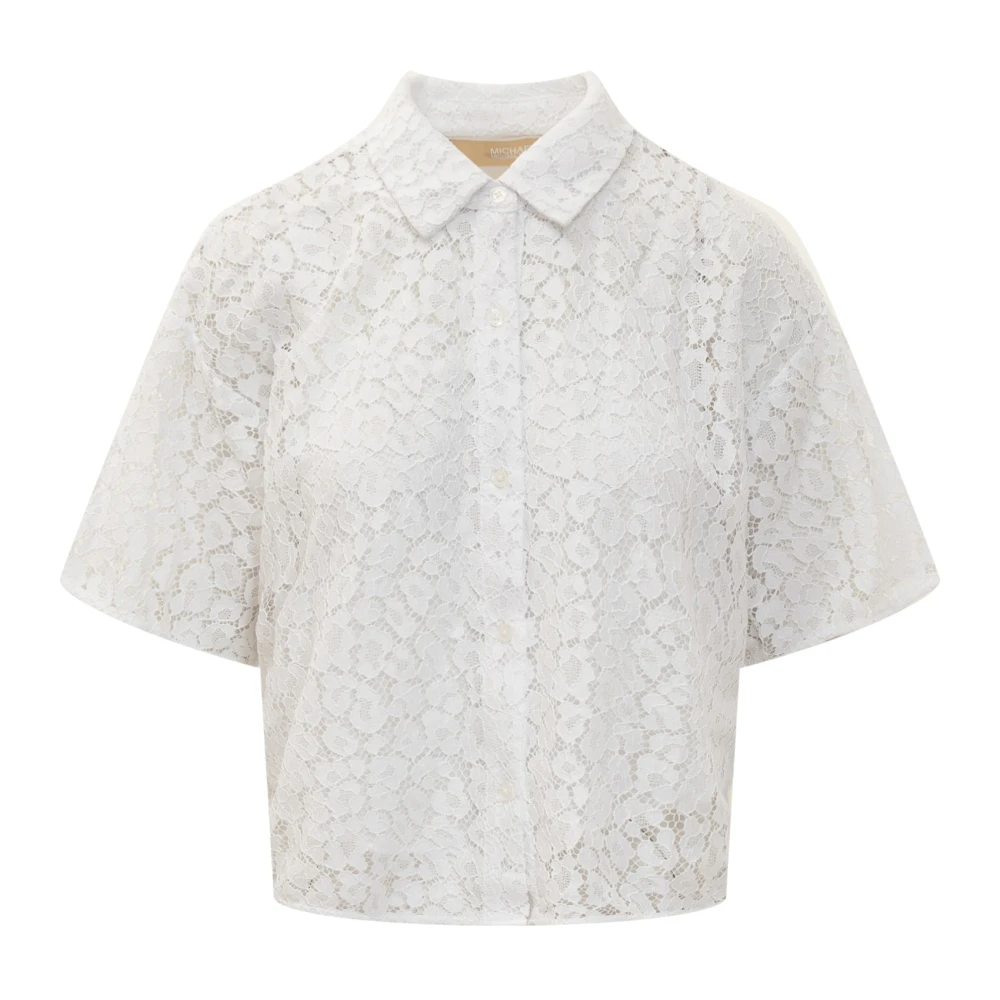 Michael Kors Kanten Crop Down Shirt White Dames