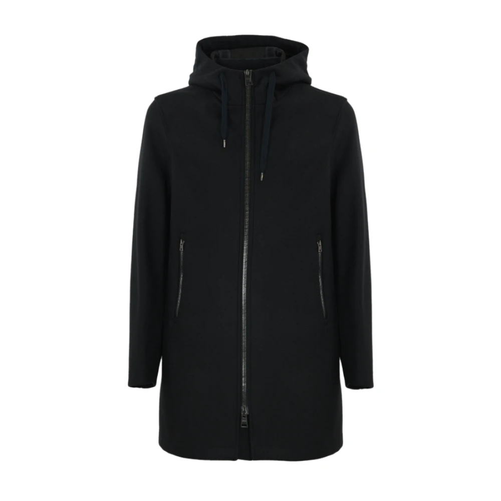 Herno Wool Blend Parka met Capuchon Blue Heren