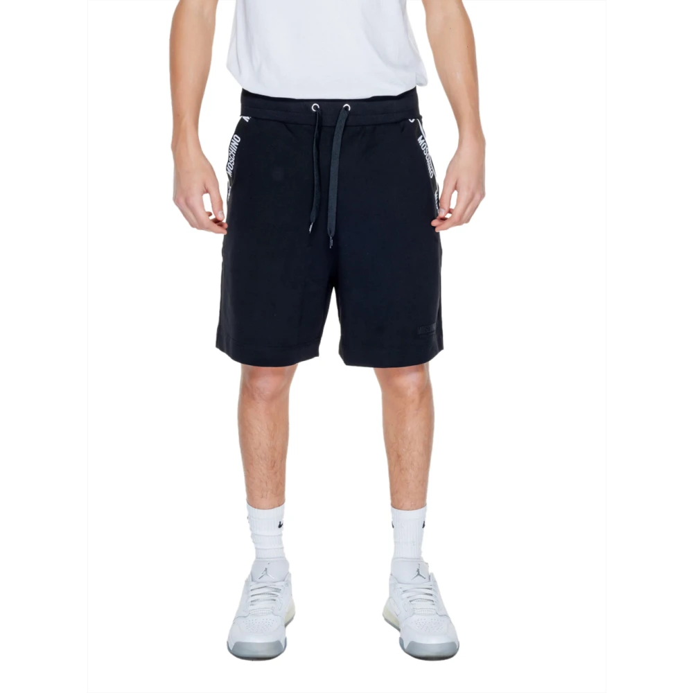 Love Moschino Zwarte Sportieve Shorts Logo Print Black Heren