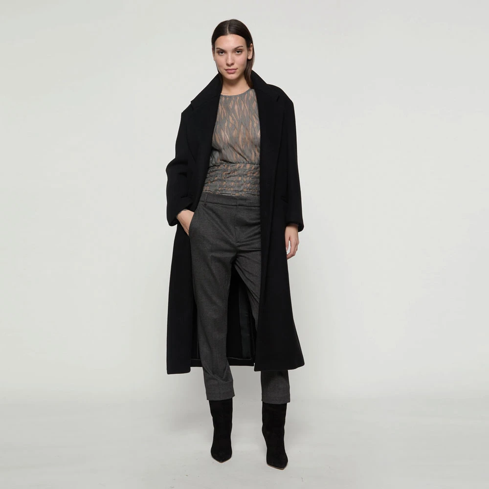 Dondup Zip Pants in Herringbone Patroon Black Dames