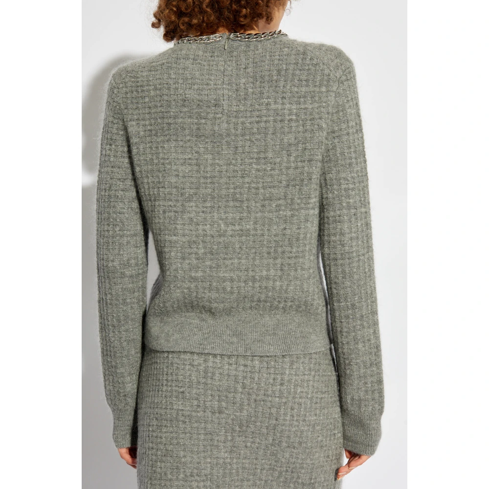 TORY BURCH Trui met wollen afwerking Gray Dames