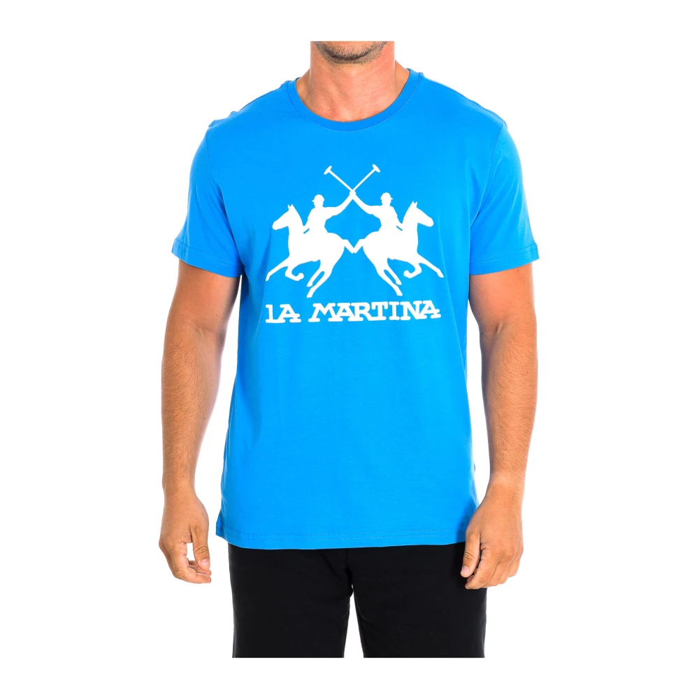 LA MARTINA Blauw T-shirt met Korte Mouwen en Merkafbeeldingen Blue Heren