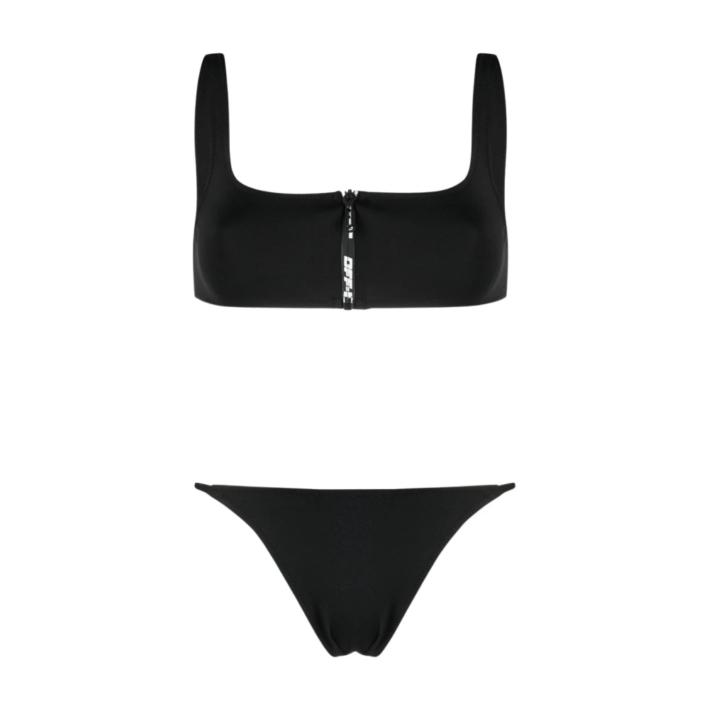 Off White Svart Logo Bikini Dragkedja Underkläder Black, Dam