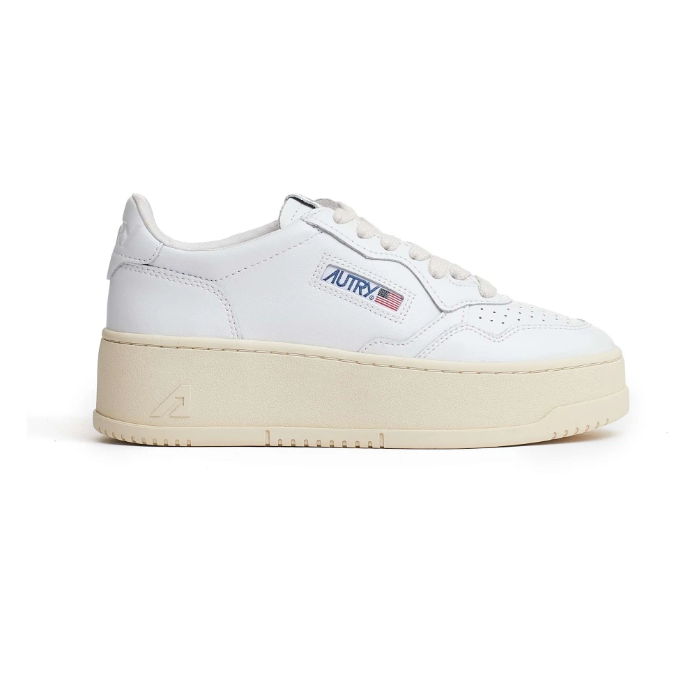 Autry Witte Leren Platform Sneakers Dames Schoenen