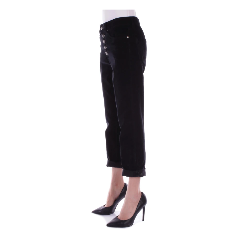 Dondup Zwarte broek met zijlogo Black Dames