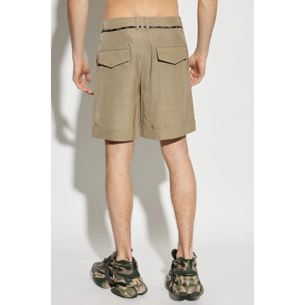Balmain Geplooide shorts Beige Heren