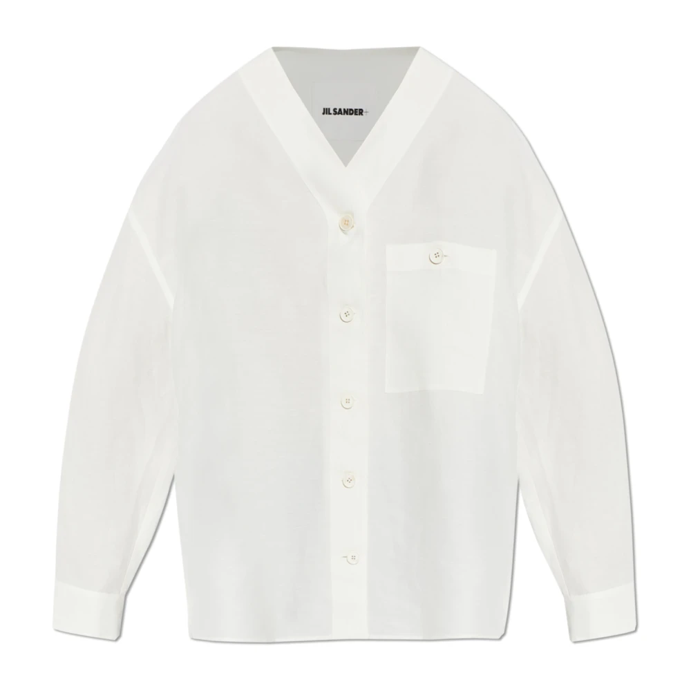 Jil Sander Damen Weiß V-Ausschnitt Shirt