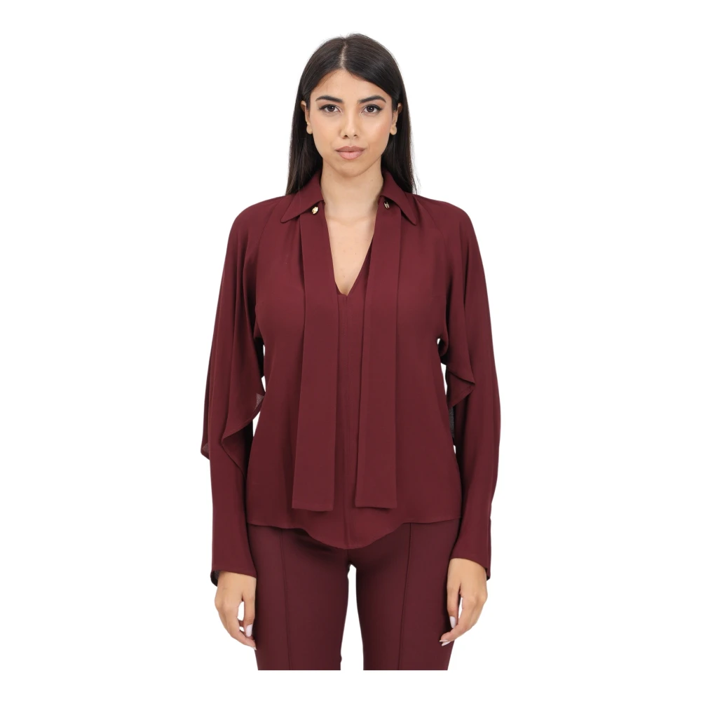 Elisabetta Franchi Bordeaux Blouse met Sjaal Red Dames