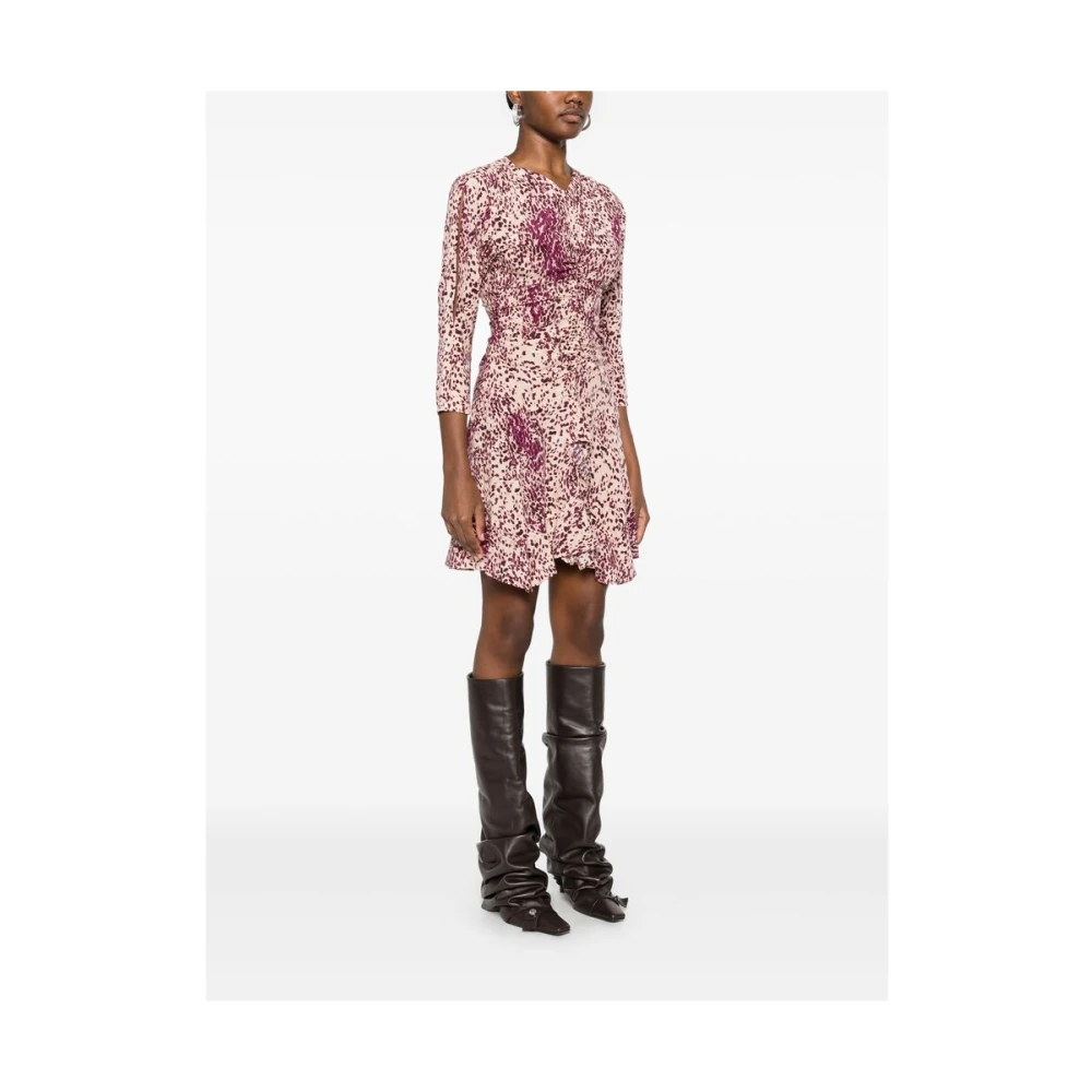 Isabel marant Orchidee Paars Gerimpeld Abstract Patroon Jurk Multicolor Dames