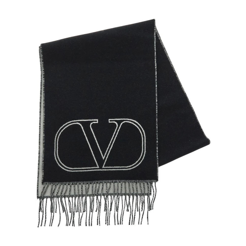 Valentino Garavani Wollen Logo Sjaal Black Heren