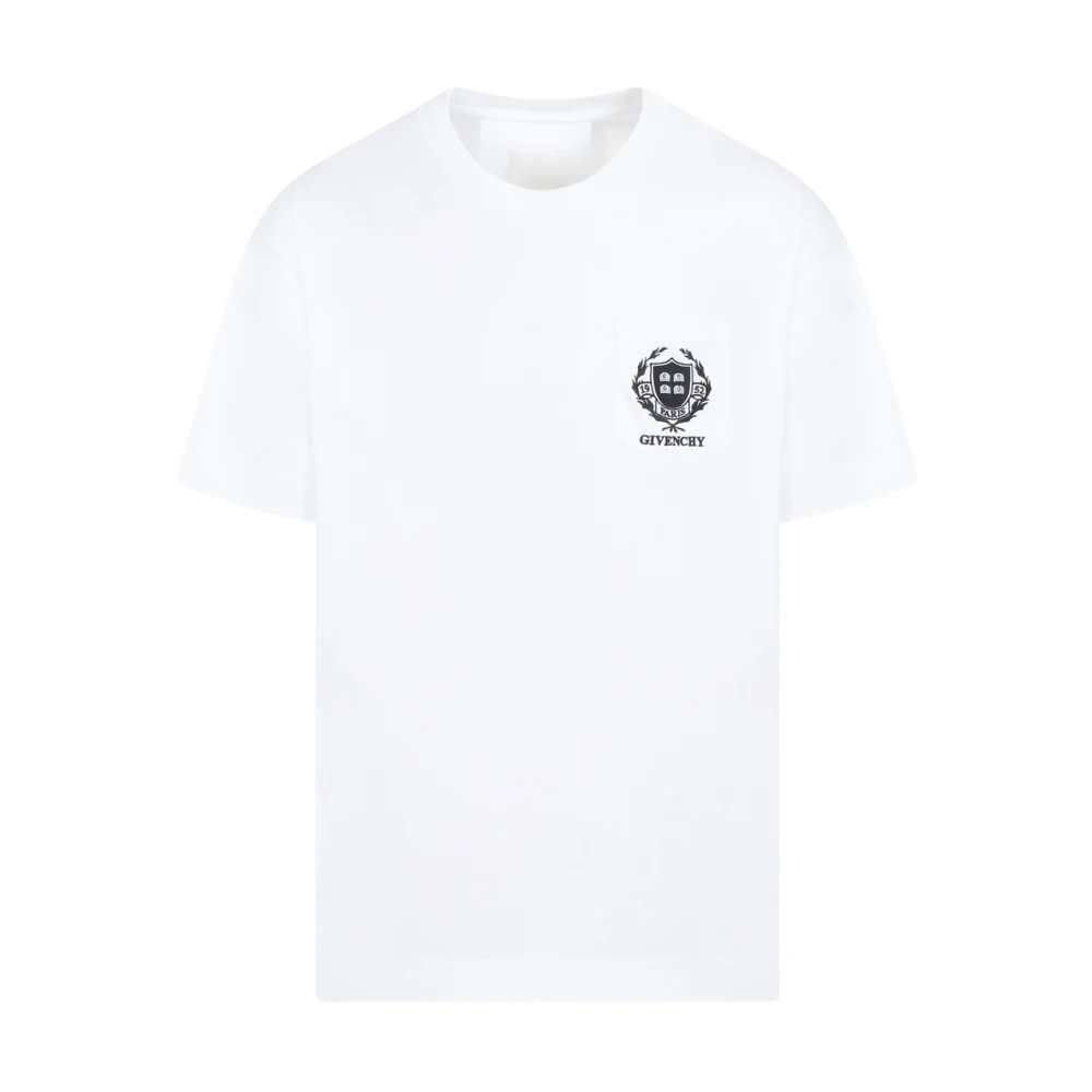 Givenchy Wit Katoenen T-Shirt met Zwart Logo White Heren