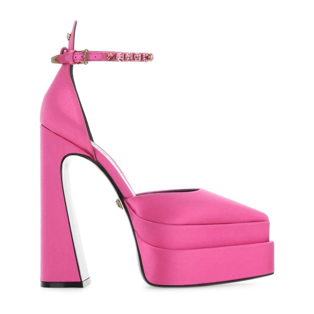 Versace Women's Pink Pumps,, Crystal Applique Silk Satin Pumps Size 6 Uk