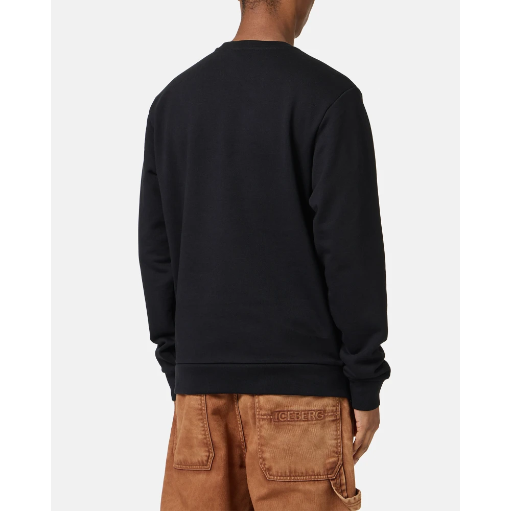 Iceberg Klassieke regular fit zwarte crewneck sweatshirt met Looney Tunes detail Black Heren