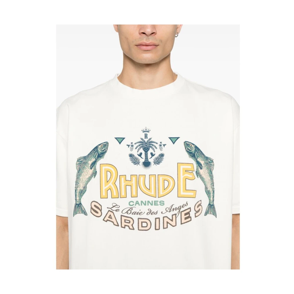 Rhude Wit T-shirt met ronde hals White Heren