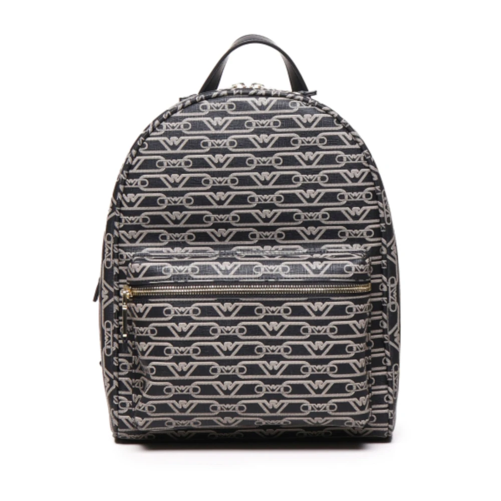 Emporio Armani Zwarte Monogram Logo Adelaar Rugzak Black Dames
