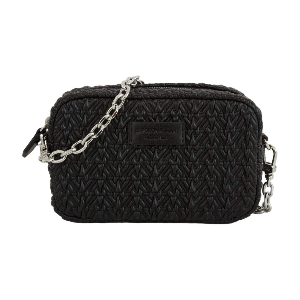 Emporio Armani Women's Black Embossed-Effect Camera Case With Chain Shoulder Strap