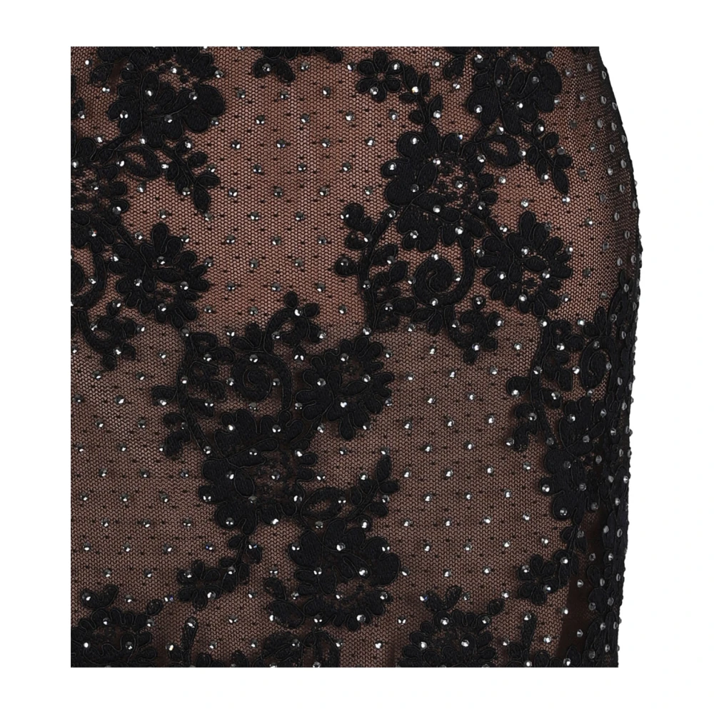 Self Portrait Zwart Strass Kant Maxi Jurk Black Dames