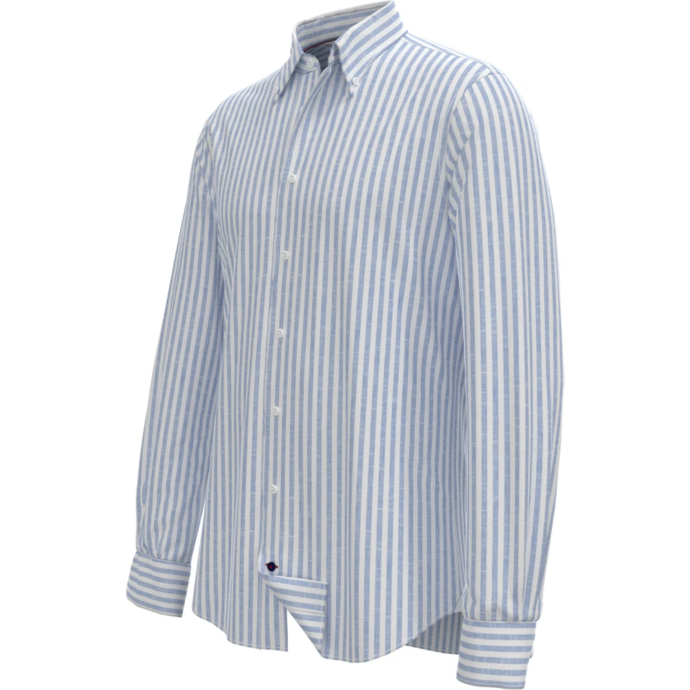 Tommy Hilfiger Smart Casual Verticale Streep Linnen Overhemd Blue Heren