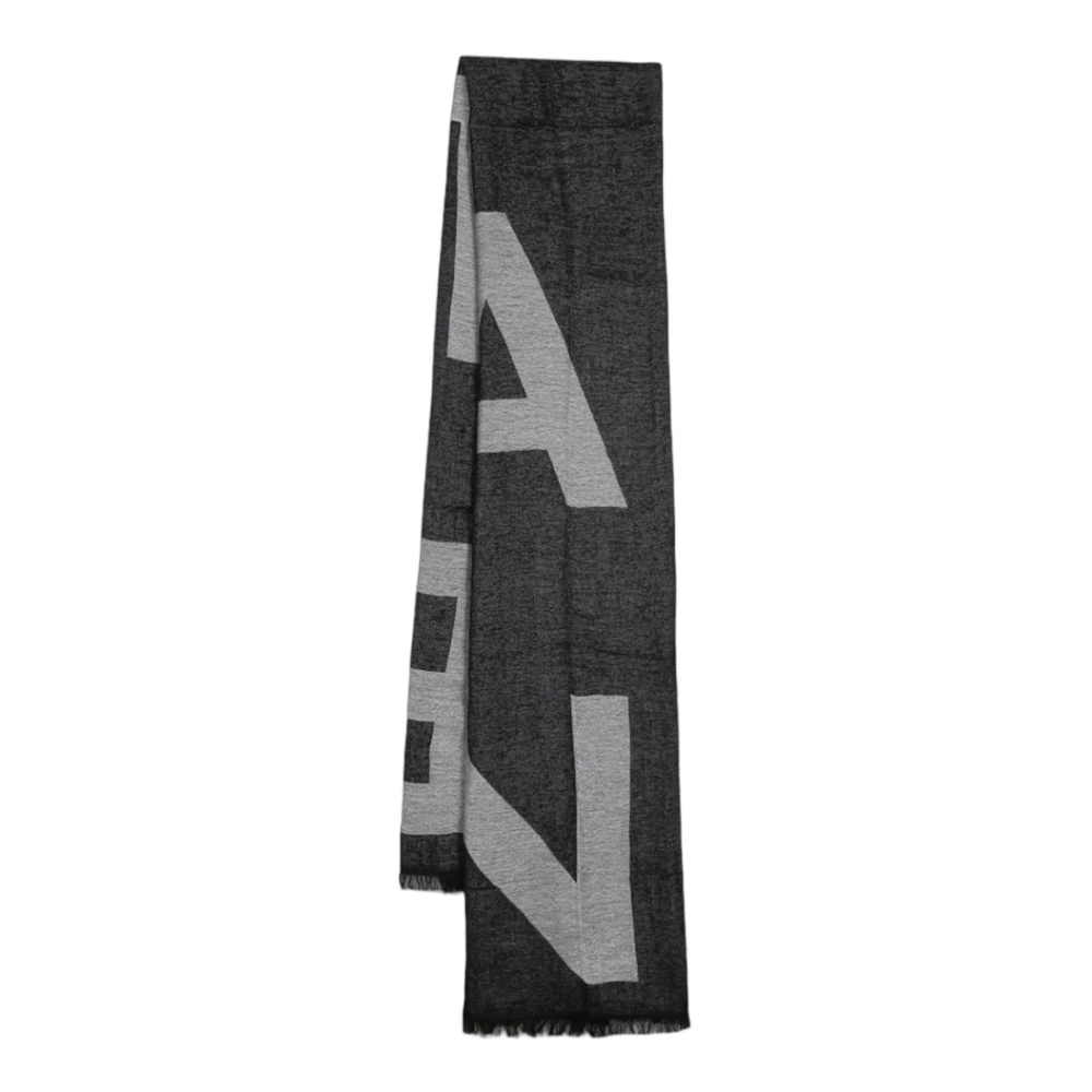 Balmain Zwart katoenen sjaal met bedrukt logo Black Dames