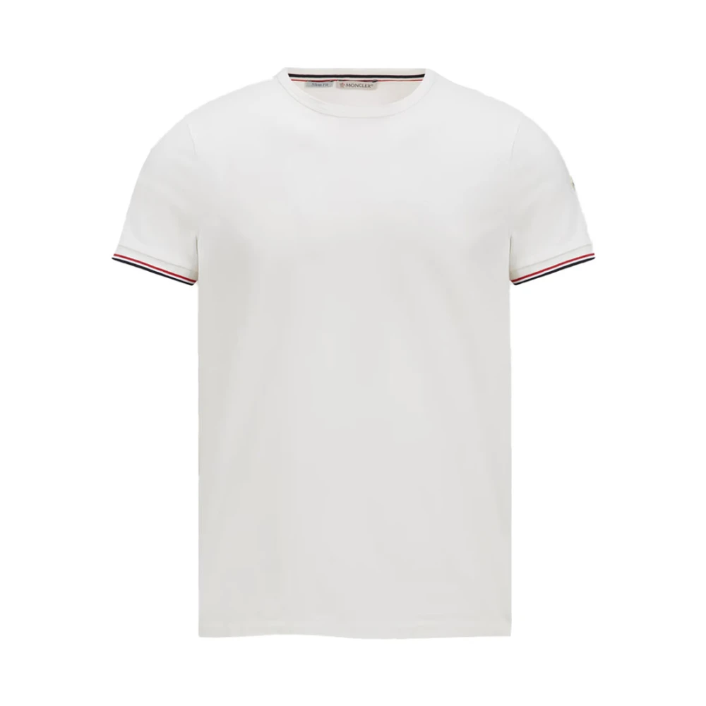 Moncler White T-Shirts, Male, S, Tricolour-Trimmed T-Shirt