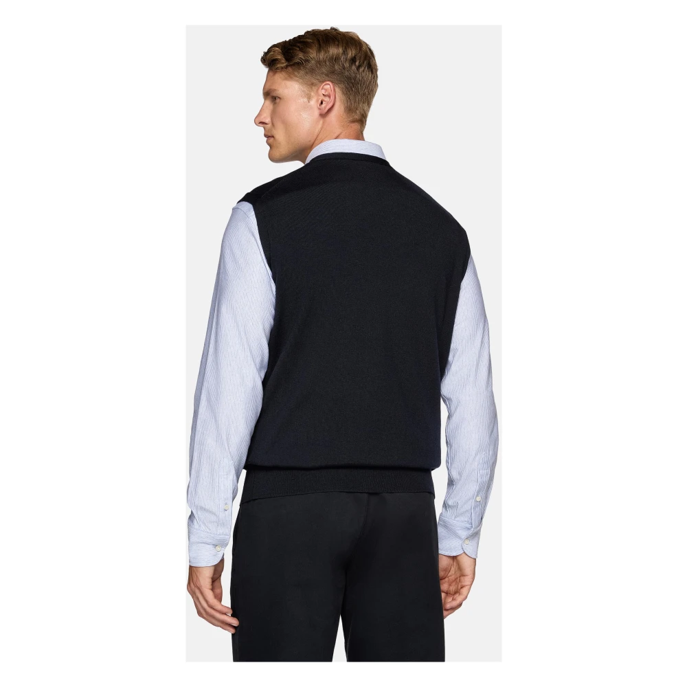 Boggi Milano Merino wollen gebreide vest Blue Heren