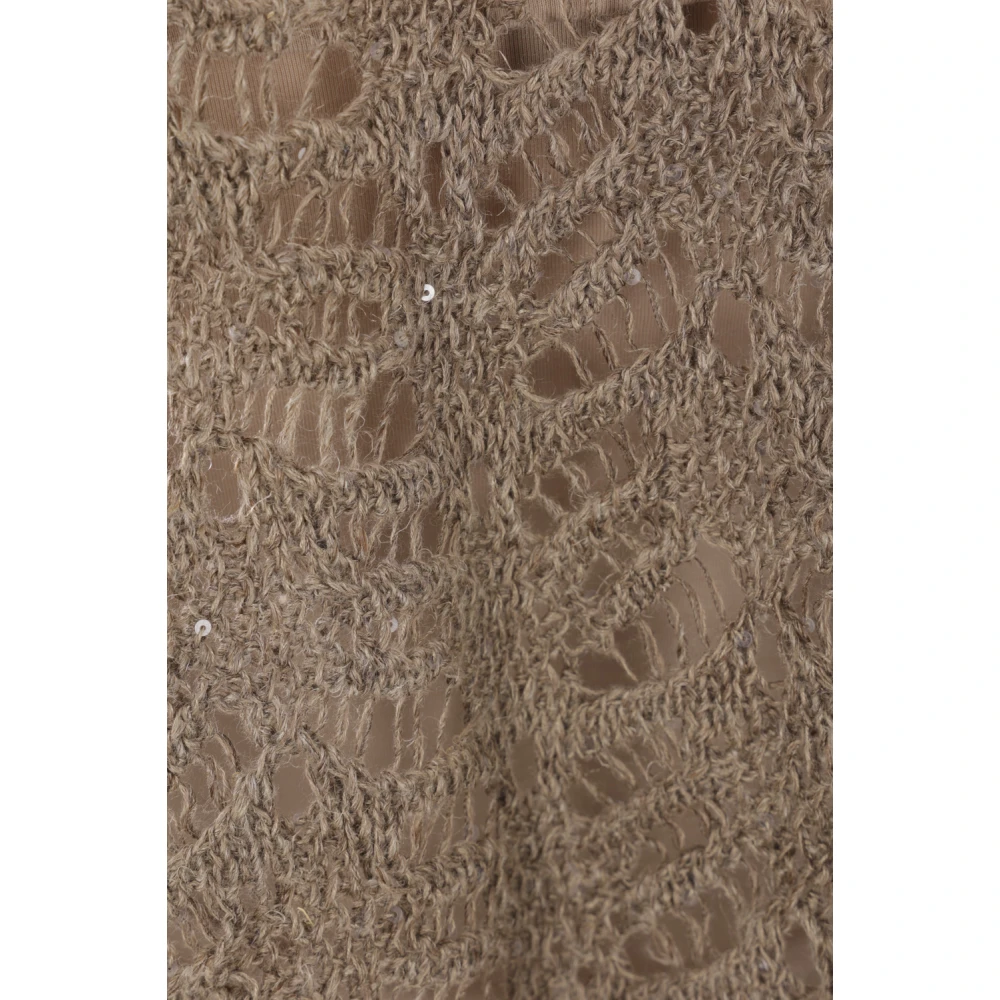 BRUNELLO CUCINELLI Bruine Mouwloze Gebreide Top met Pailletten Brown Dames