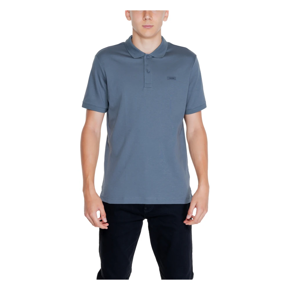 Calvin Klein Grijze Katoenen Polo met knoopsluiting Blue Heren