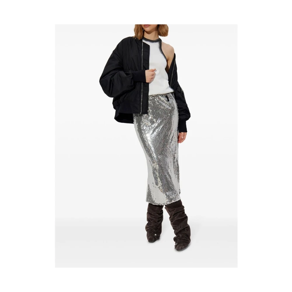 The Attico Witte Pailletten Versierde Mouwloze Jurk Gray Dames