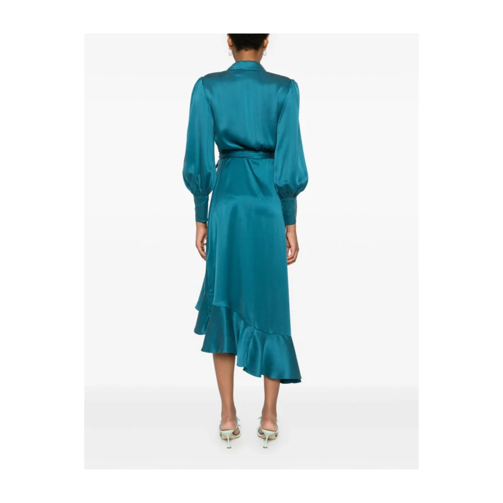 Zimmermann Blauwe Wrap Front Gerimpelde Mini Jurk Blue Dames