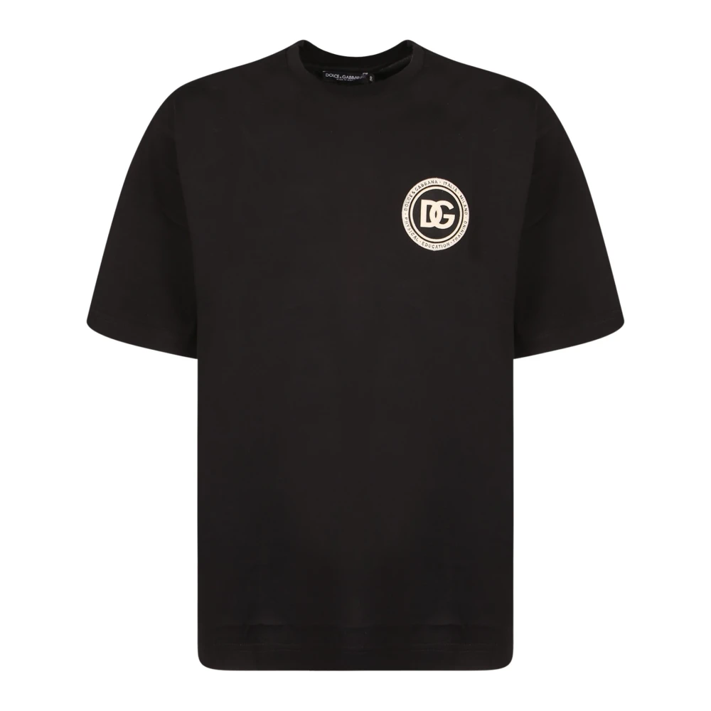 Dolce & Gabbana Men's Black T-Shirts, M, Logo Patch T-Shirt
