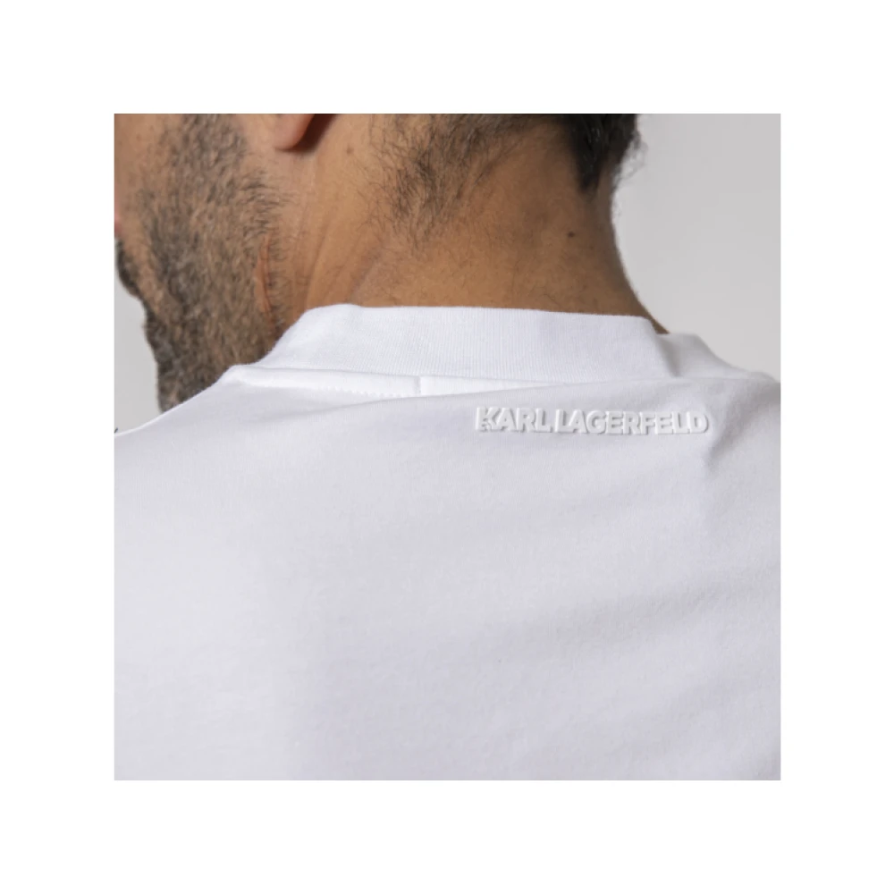 Karl Lagerfeld Wit Logo T-shirt Korte Mouwen Stretch White Heren