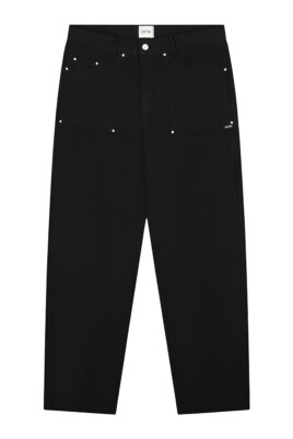 black-ripstop-cotton-straight-leg-pants