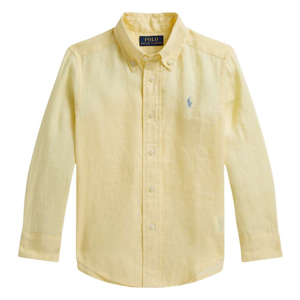 Ralph Lauren Boys Yellow Kids Shirts, 14 Y, Linen Logo Shirt