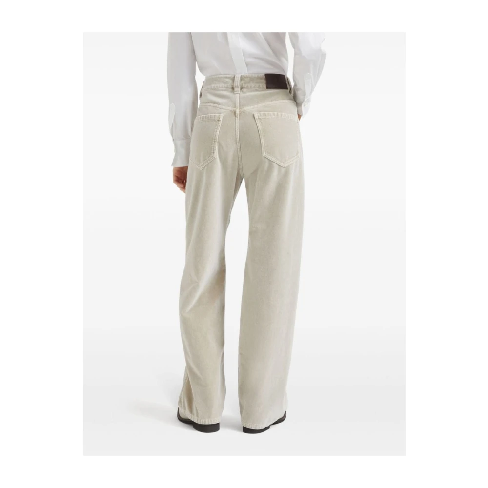 BRUNELLO CUCINELLI Witte Velvet Loose-Fit Jeans White Dames
