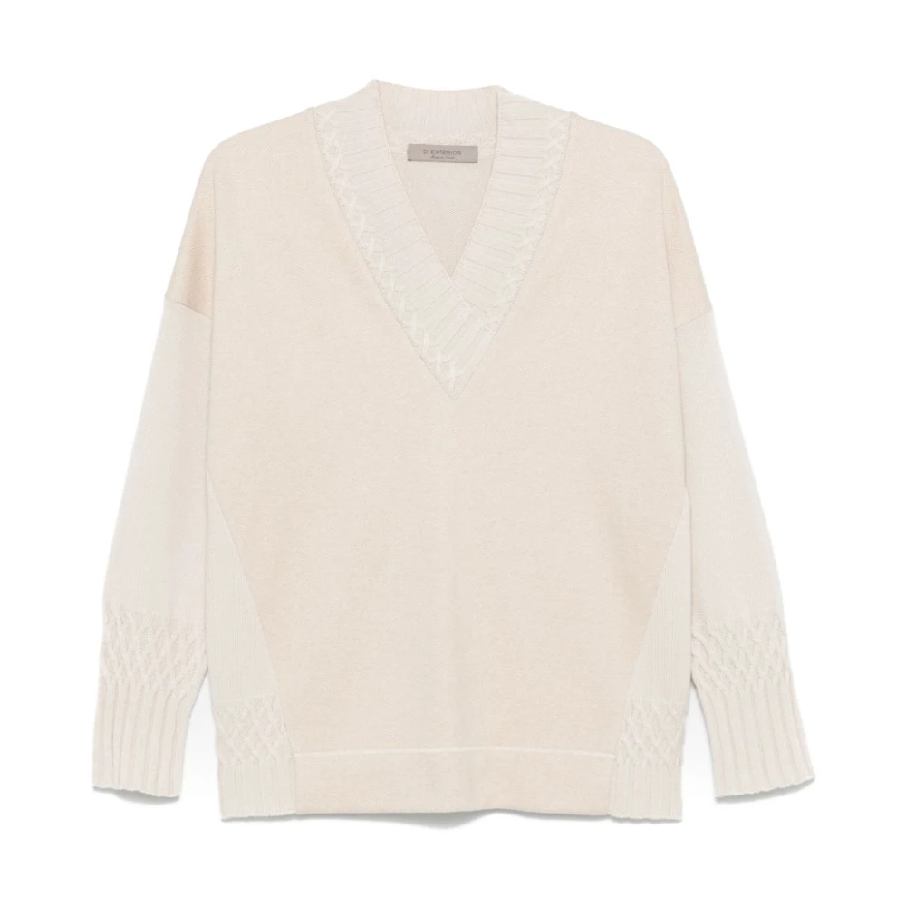 D.Exterior Beige Chevron Gebreide Trui Beige Dames