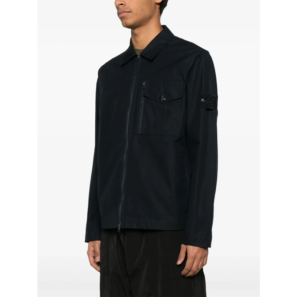 Stone Island Blauwe jassen met tweewegritssluiting Blue Heren