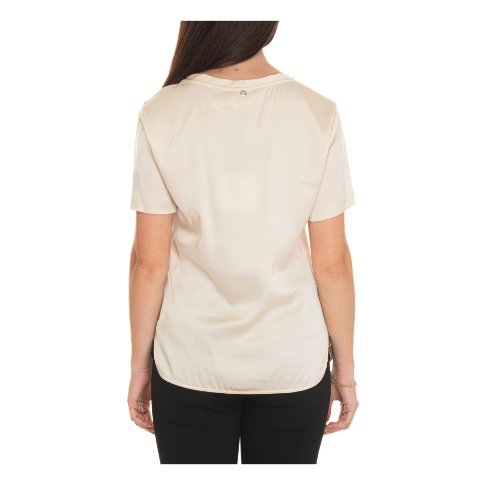 Liu Jo Korte Mouw Ronde Hals T-shirt Beige Dames