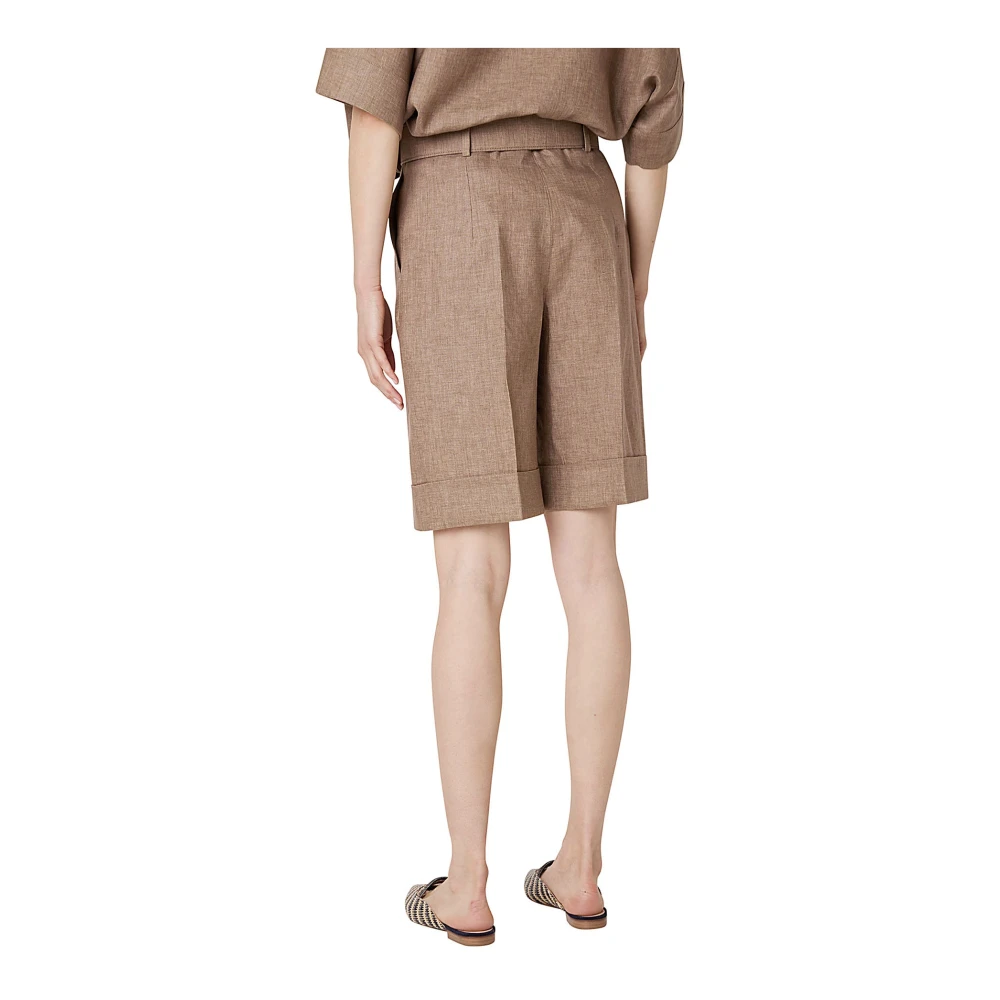 Eleventy Linnen Bermuda Shorts met Riem Brown Dames