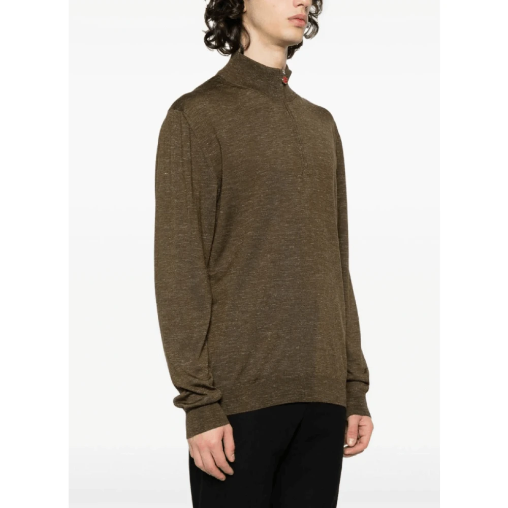 Kiton Groene Mélange High-Neck Trui Green Heren