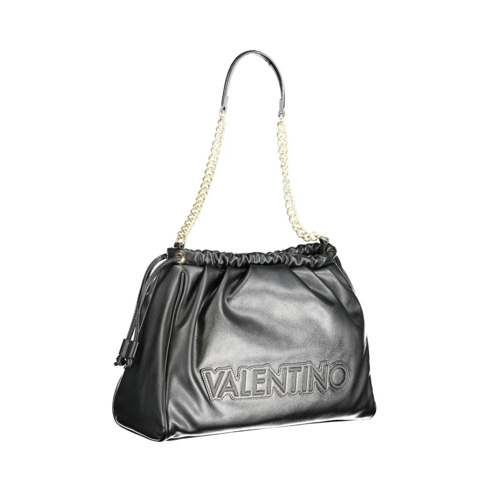 Valentino by Mario Valentino Zwarte polyethyleen schoudertas met kettinghandvat Black Dames
