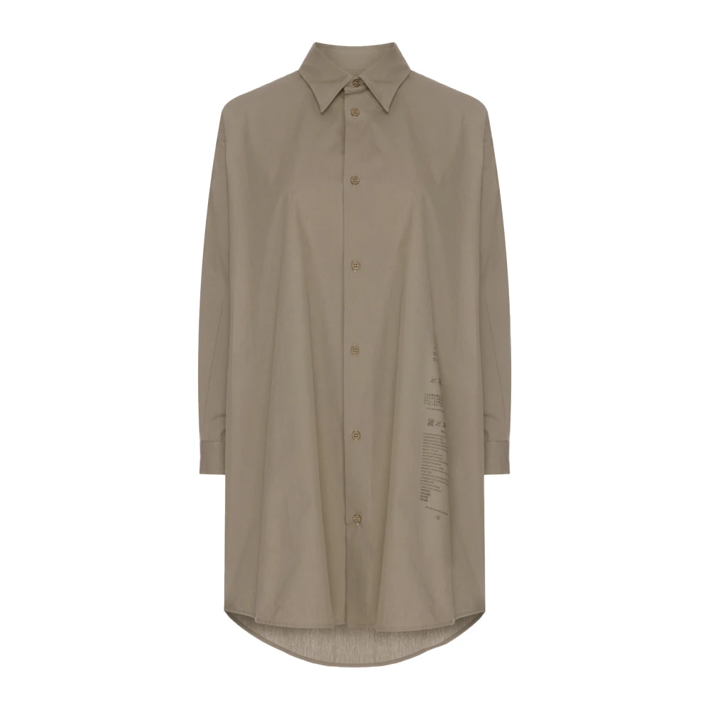 Mm6 Maison Margiela Vrouw Groente Kleedjes Dames, Groen, S, Katoen, Oversized Overhemdjurk In Overhemd Groen