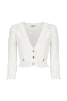ruffle-trim-cardigan-shorts-set