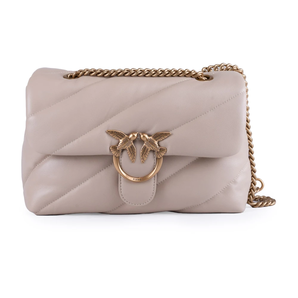 Pinko Gewatteerde schoudertas met kettingriem Gray Dames