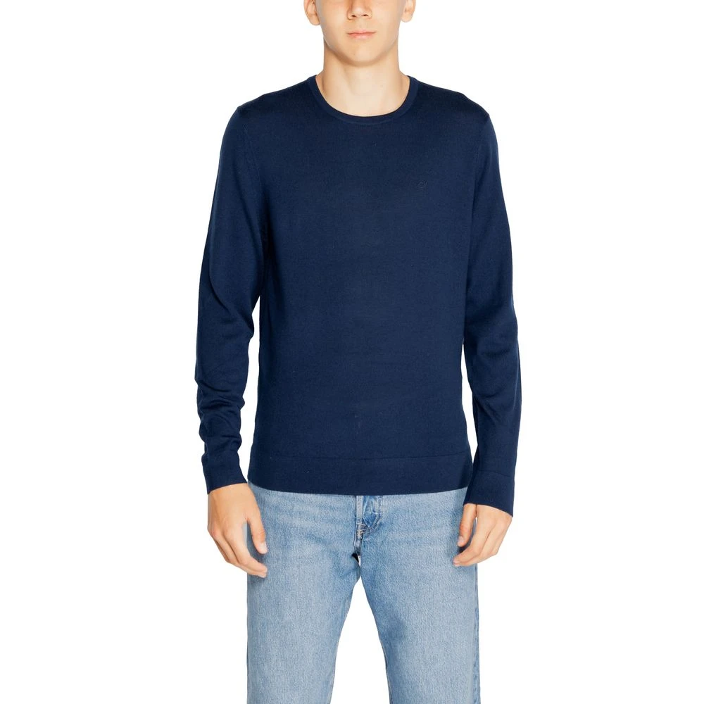 Calvin Klein Men's Blue Round-Neck Knitwear, S, Merino Rws Crew Neck K10k109474