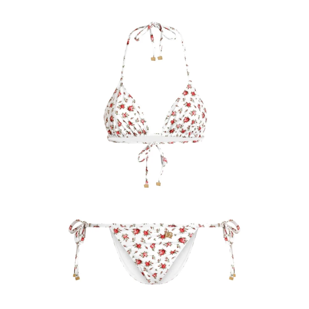 Dolce & Gabbana Women's White Bikinis, S, Tie-Fastening Triangle Top And Side-Tie Briefs