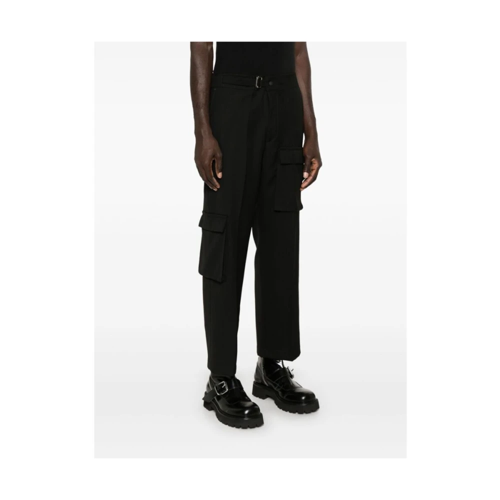 Costumein Zwarte Wol Cargo Broek Black Heren