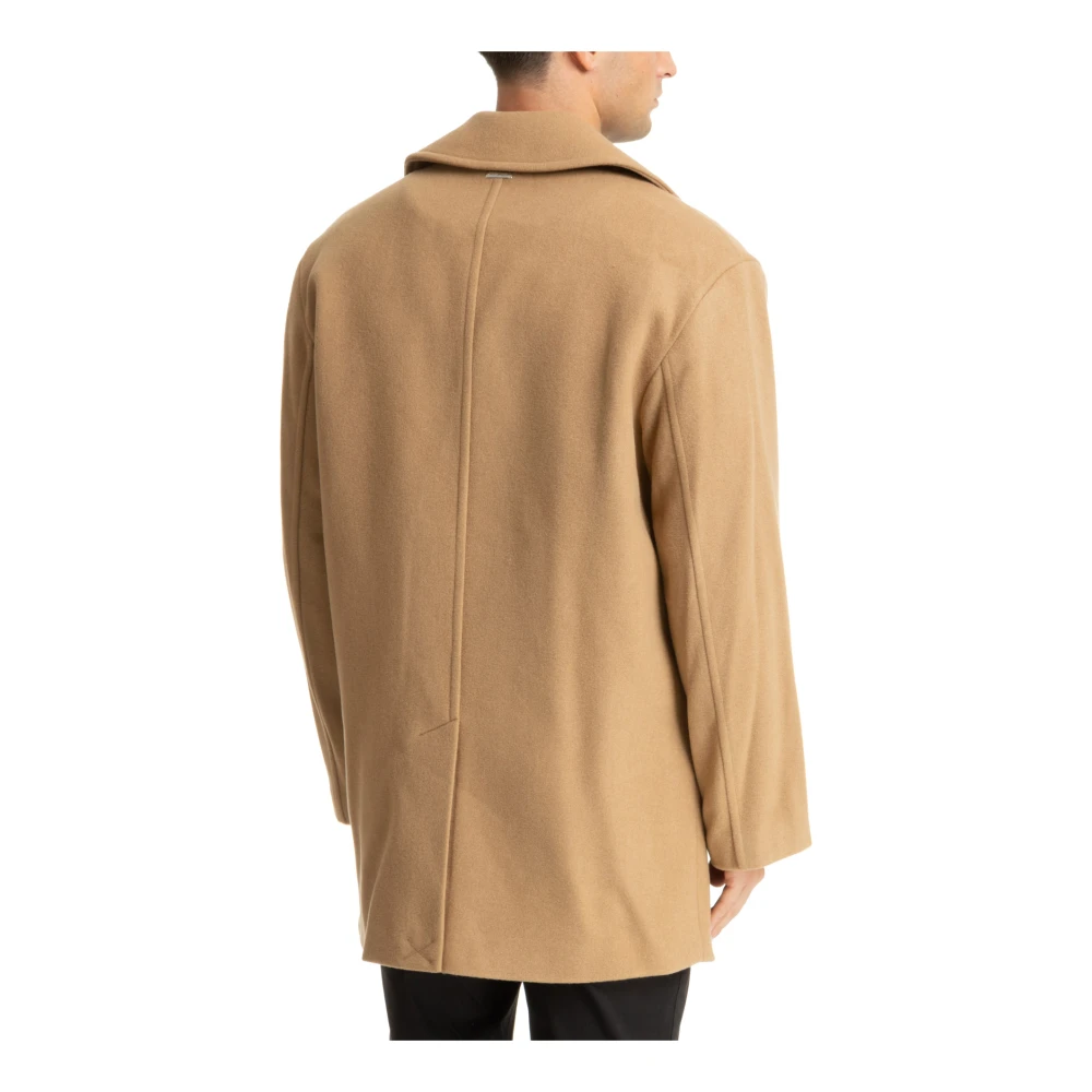 Michael Kors Knoopsluiting Effen Jas met Logodetail Beige Heren